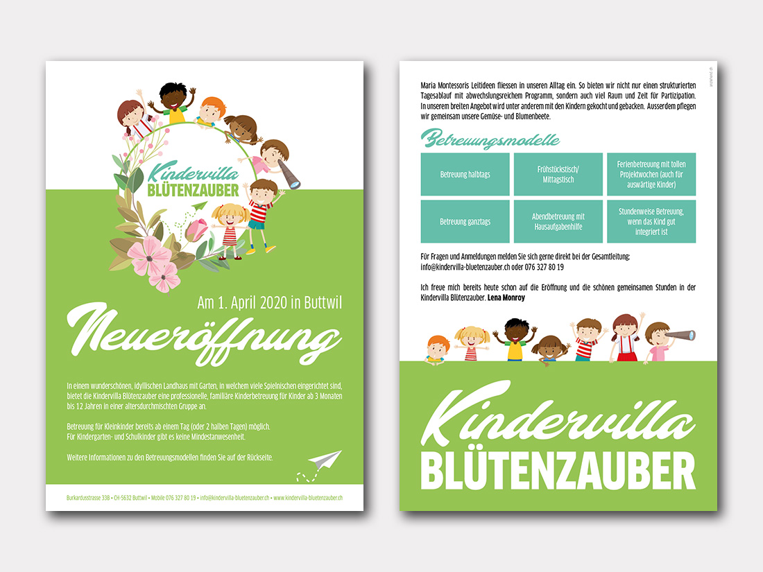 Anziehend Gmbh Flyer Neueroffnung Kindervilla Blutenzauber Anziehend Gmbh